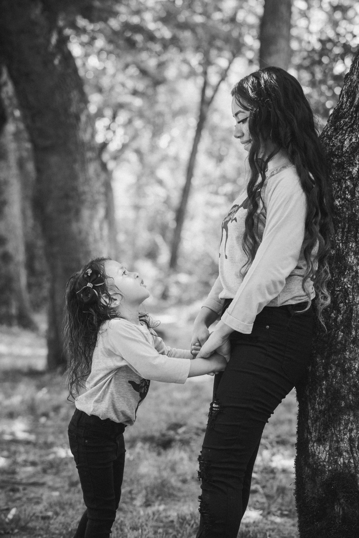 Black and White Photo of a Mother and Child